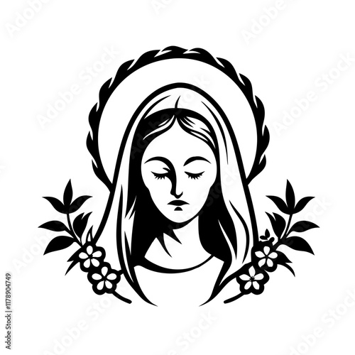 Blessed Virgin Mary and Flowers