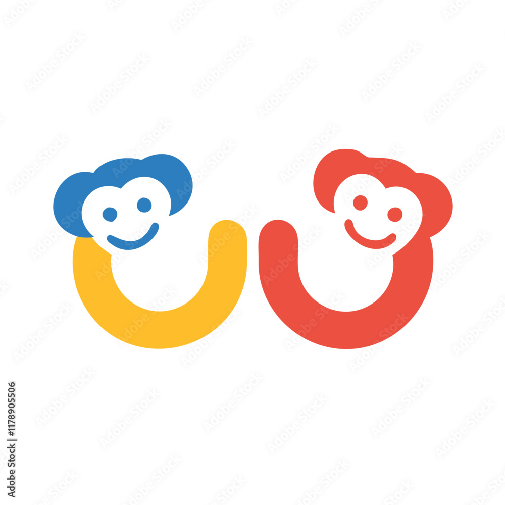 Obraz premium happy smiley face with heart monkey vector