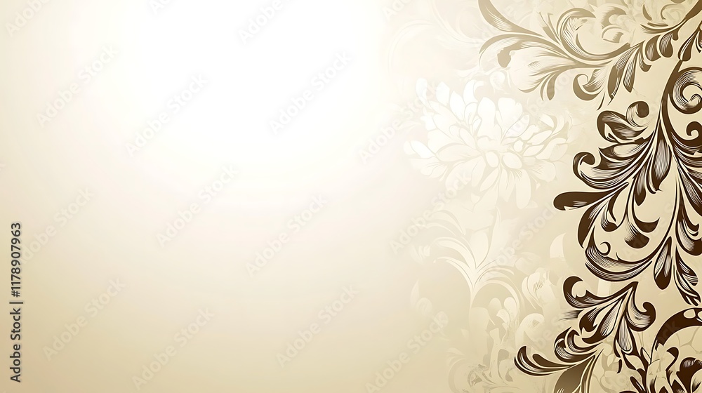 Elegant Beige Floral Background Design With Brown Accents Elegant Beige Floral Background Design With Brown Accents