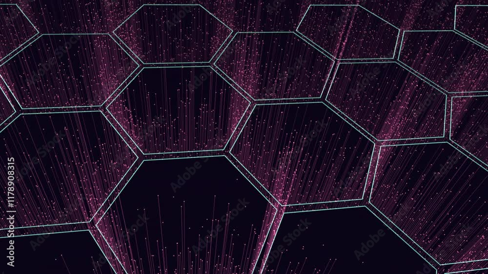 An intricate hexagonal pattern with lines and  dots arranged systematically. The lines form a repeating hexagonal grid while the dots mark their intersections