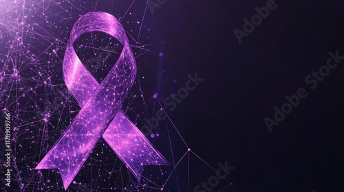 Wallpaper Mural 41.An abstract vector featuring interconnected lines and dots forming a network around a central purple ribbon, with the campaign slogan prominently displayed against a subtle gradient backdrop. Torontodigital.ca