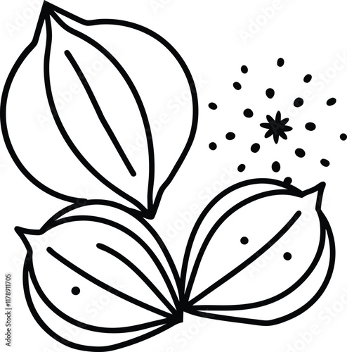 Poppy seeds spice line art vector herb