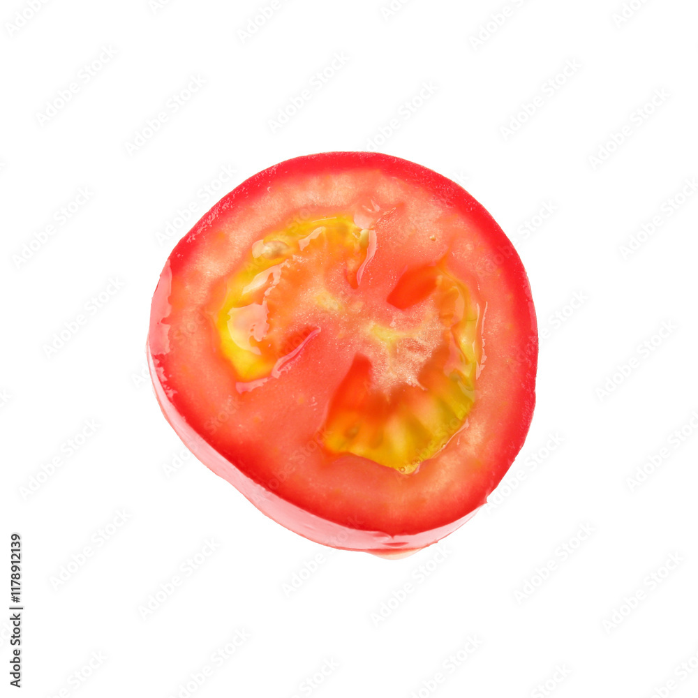 Slice of ripe tomato isolated on white Slice of ripe tomato isolated on white
