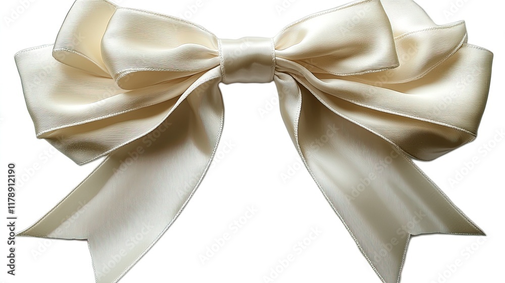 PNG Cream-colored ribbon bow with tails PNG Cream-colored ribbon bow with tails