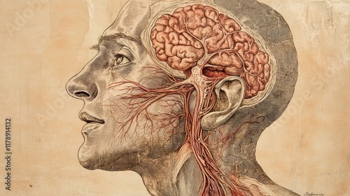 Pathway of the vagus nerve through the human body structure 