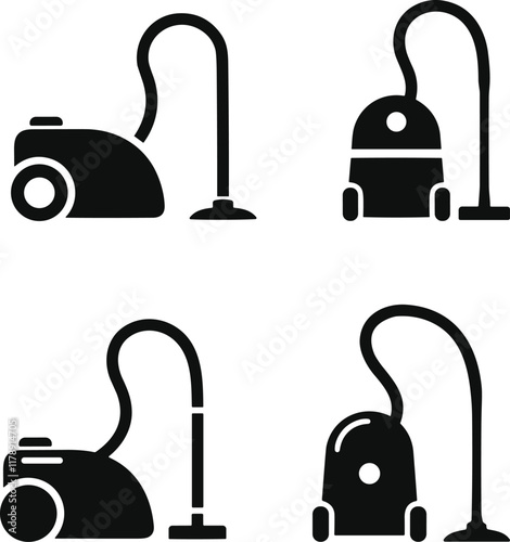 Vacuum cleaner set vector illustration. Hoover icon. Cleaning machine