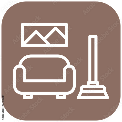 Cleaning Living Room vector icon illustration of Cleaning and Dusting iconset.