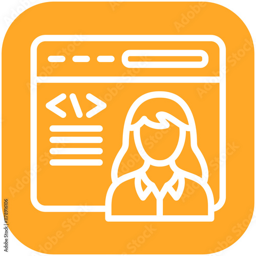 Citizen Developer Female vector icon illustration of No Code iconset.