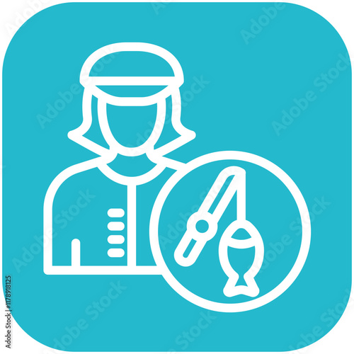 Fisherwoman vector icon illustration of Fishing iconset.