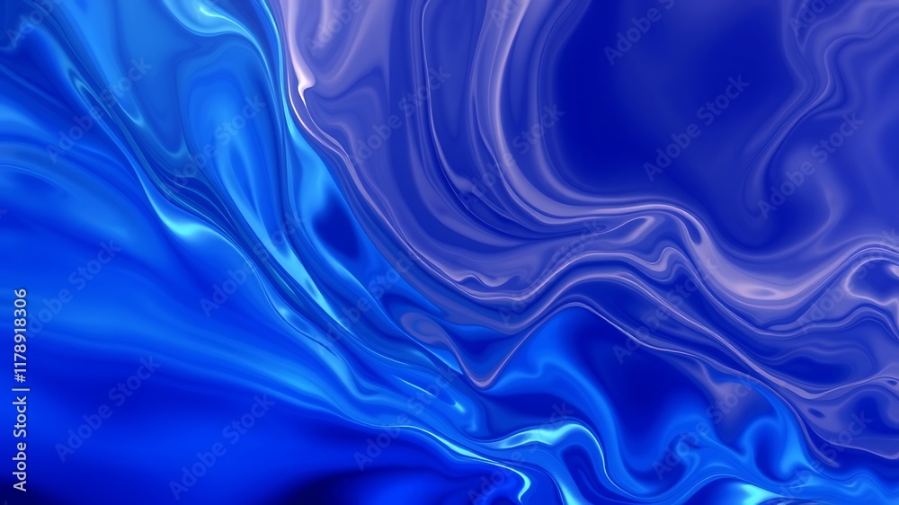 Obraz premium Abstract blue liquid swirls: a stunning background image of dynamic, flowing, and soothing blue hues, perfect for digital designs.