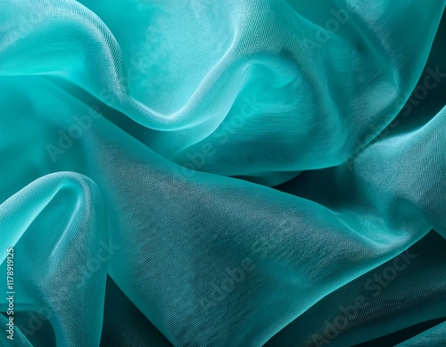 teal organza tulle voile background satin smooth swirl textile luxury luxurious elegant swirl silky backdrop transparent fabric semitransparent tone