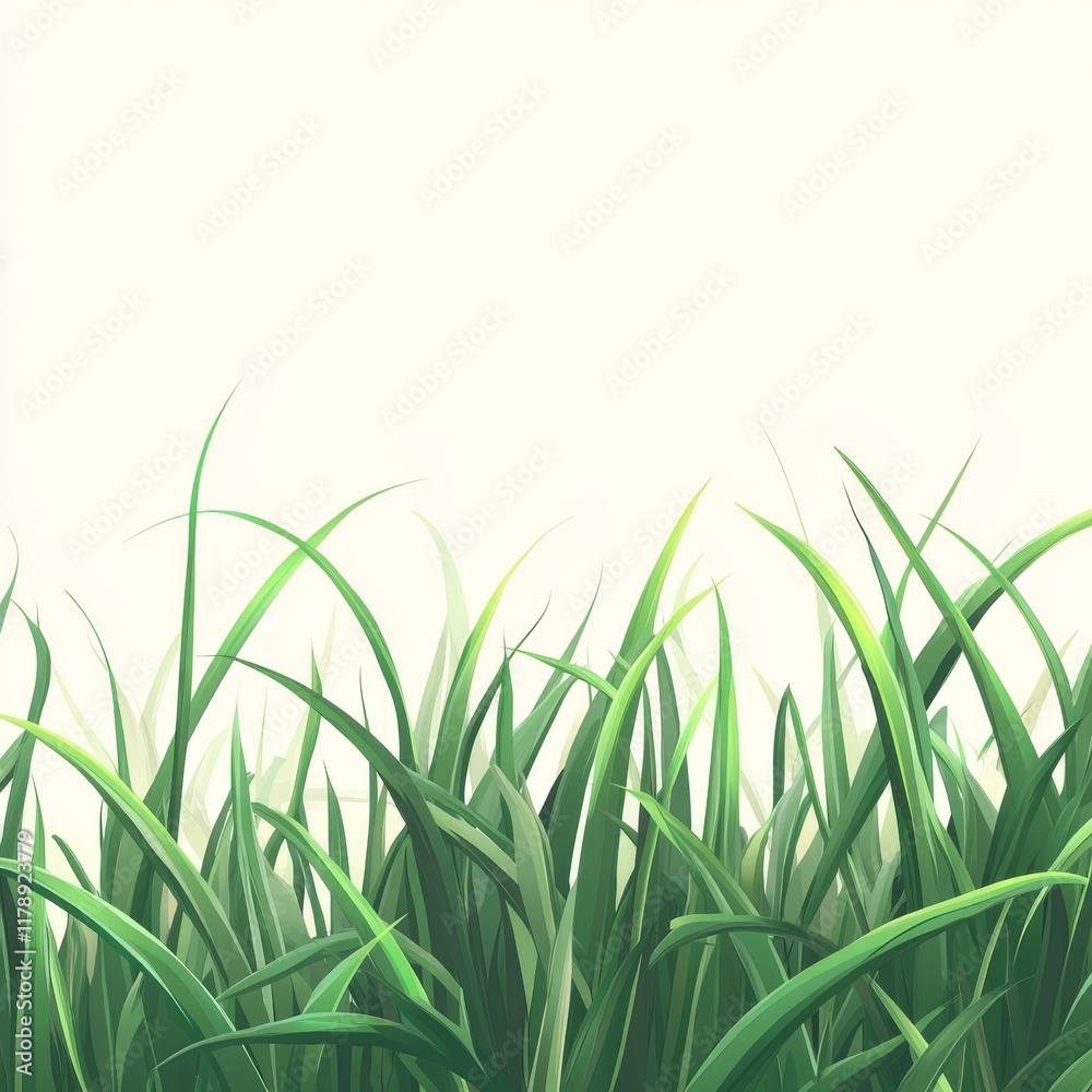 Close-up of vibrant green grass blades on a white background, perfect for nature-themed designs and backgrounds. Close-up of vibrant green grass blades on a white background, perfect for nature-themed designs and backgrounds.