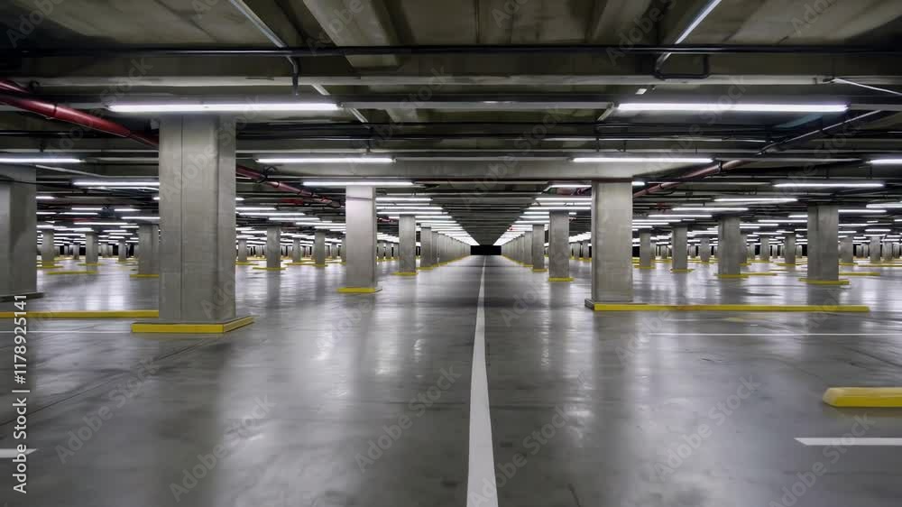 Spacious Empty Parking Garage with Symmetrical Design Spacious Empty Parking Garage with Symmetrical Design