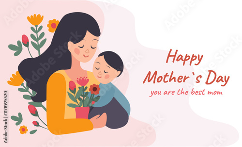 Hand drawn flat mothers day background