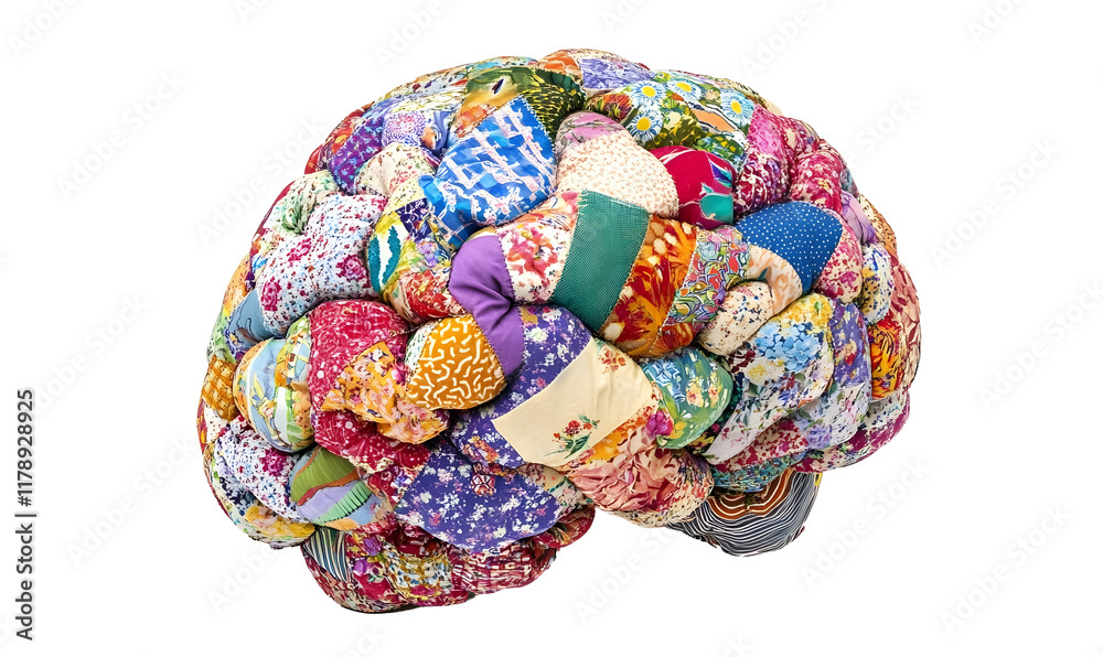 Colorful braided fabric brain model. Colorful braided fabric brain model.