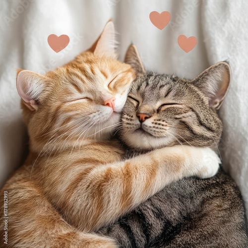 
two cute kittens kissing