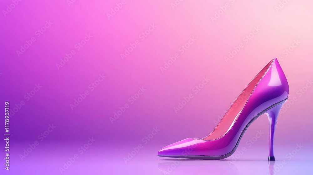 Fashionable pumps on a gradient pink to purple background, modern and eye-catching. Fashionable pumps on a gradient pink to purple background, modern and eye-catching.