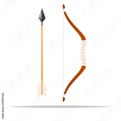 Bow and arrow vector isolated illustration