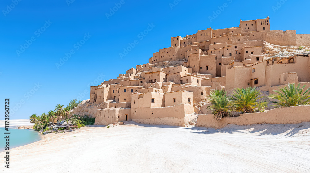 High resolution image of Kasbah of Ait Benhaddou, stunning earthen village High resolution image of Kasbah of Ait Benhaddou, stunning earthen village