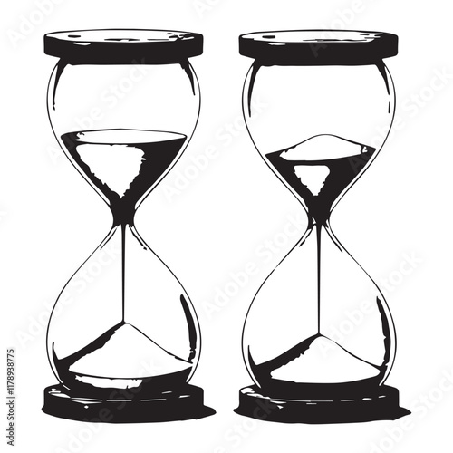 "Time Management Symbol: Dual Hourglass Illustration"

