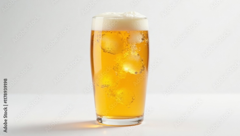 Fizzy fermented drink in glass on white background, probiotic drink, superfood, health drink Fizzy fermented drink in glass on white background, probiotic drink, superfood, health drink