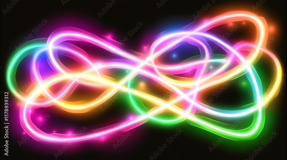 Abstract Colorful Neon Light Trails Design Abstract Colorful Neon Light Trails Design