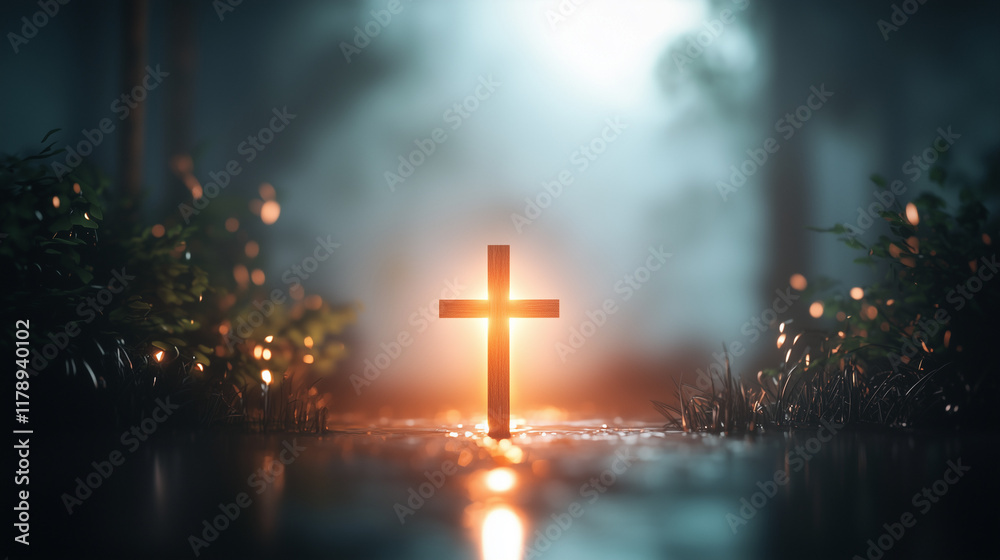 A minimalist depiction of the resurrection, with a simple wooden cross and a bright light shining behind it, symbolizing hope and new beginnings. A minimalist depiction of the resurrection, with a simple wooden cross and a bright light shining behind it, symbolizing hope and new beginnings.