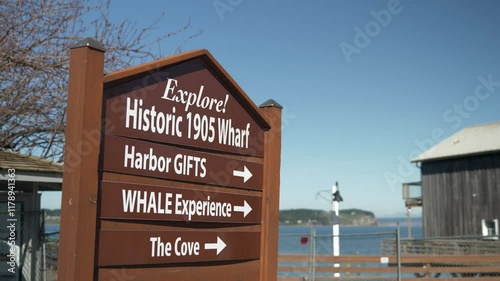 Coupeville, Washington's informational sign showing people where tourist attractions can be located. photo