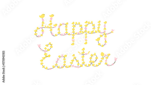 Happy Easter greeting with decorative floral letters