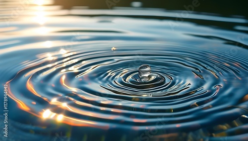 drop of water on blue nature background 