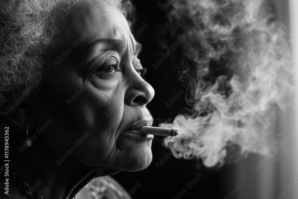 Fototapeta premium Smoke and Stories: An Elder Reflects on Life