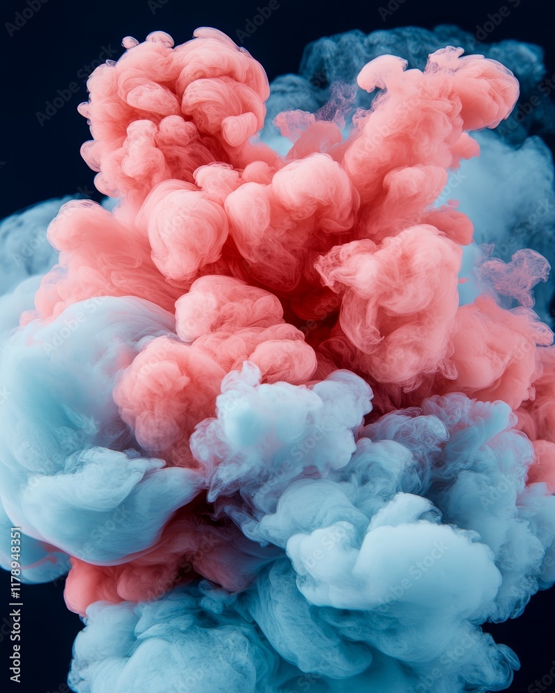 Fototapeta premium Abstract Swirling Pink and Blue Ink Clouds Artistic Dye Diffusion Fluid Art Background