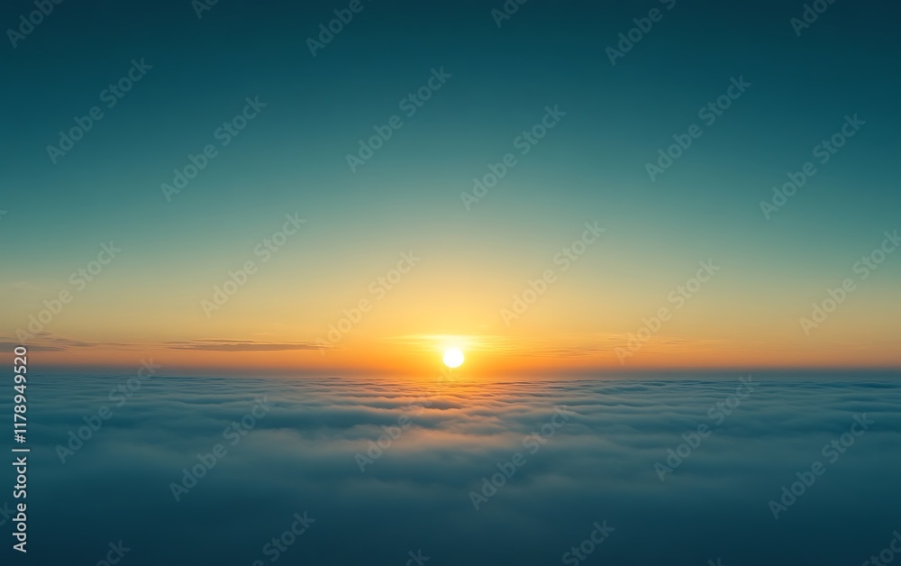 Fototapeta premium Sunrise above a sea of clouds. (3)