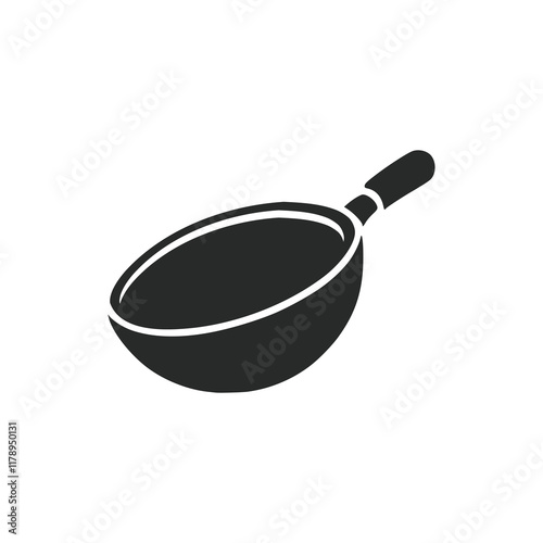 wok pan kitchen cooking appliance tool icon logo vector illustration template design