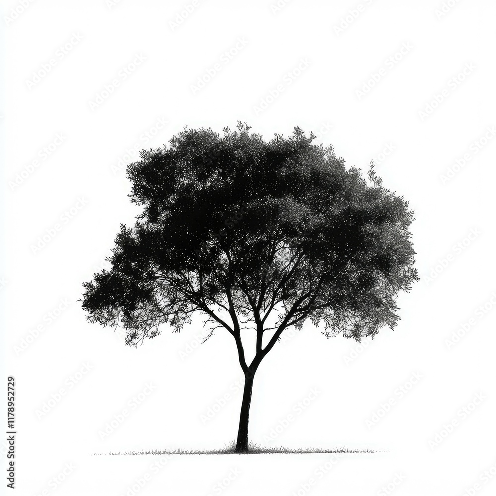 Fototapeta premium Solitary Tree: Black and White Minimalist Nature Photography