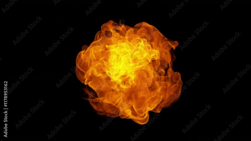 Super Slow Motion of Fire Blast Towards Camera Isolated on Black at 1000fps.