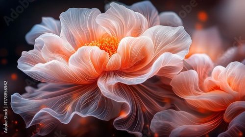 Wallpaper Mural Dreamlike Orange and White Flower Blossom Delicate Petals Artistic Floral Macro Photography Torontodigital.ca