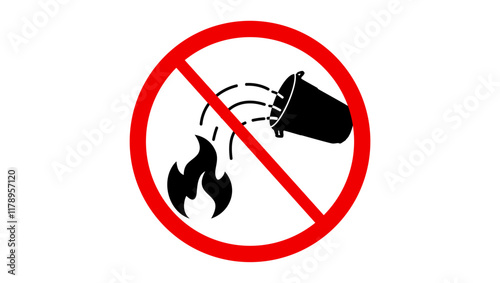 electric shock may occur when extinguishing a fire, black and red isolated silhouette