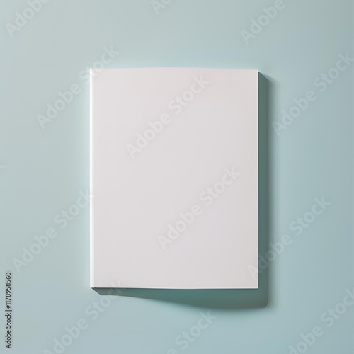 White blank magazine cover mockup on blue background.