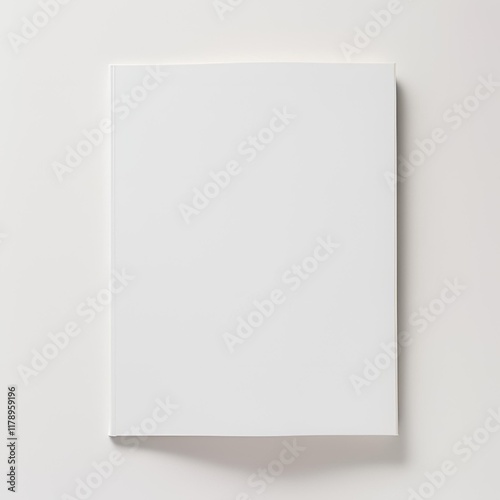 White blank magazine cover mockup on white background.