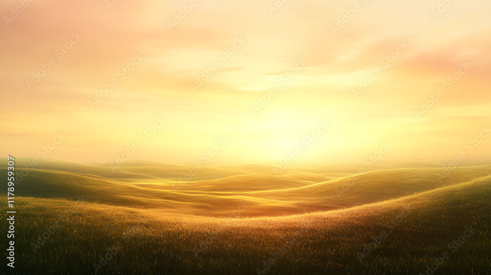 Sunset Symphony Over Rolling Hills: A Dance of Light and Shadow Across Verdant and Golden Fields Under a Painted Sky Sunset Symphony Over Rolling Hills: A Dance of Light and Shadow Across Verdant and Golden Fields Under a Painted Sky