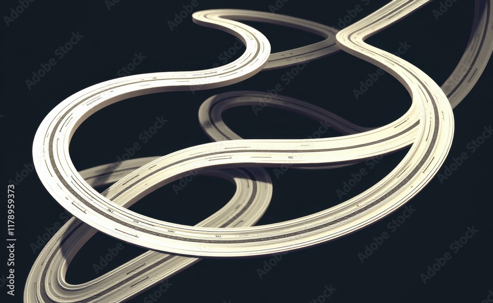 An abstract representation of a winding road or river, depicted with a network of lines and contrasting shades of gray on a minimalist background. An abstract representation of a winding road or river, depicted with a network of lines and contrasting shades of gray on a minimalist background.