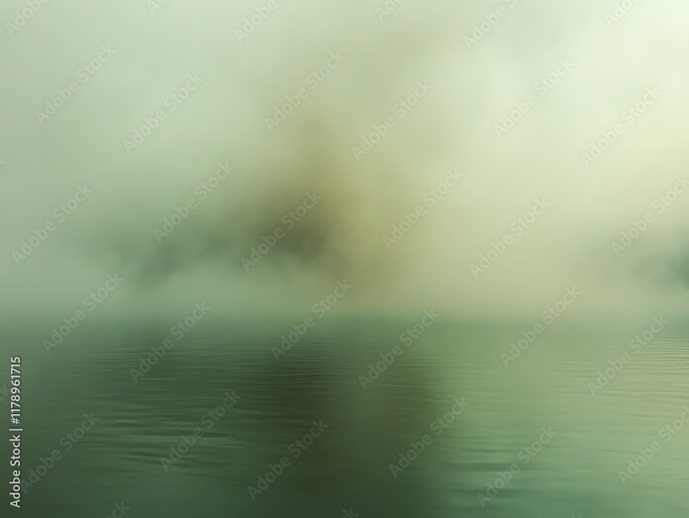 Fototapeta premium Misty lake at dawn, serene and calm.