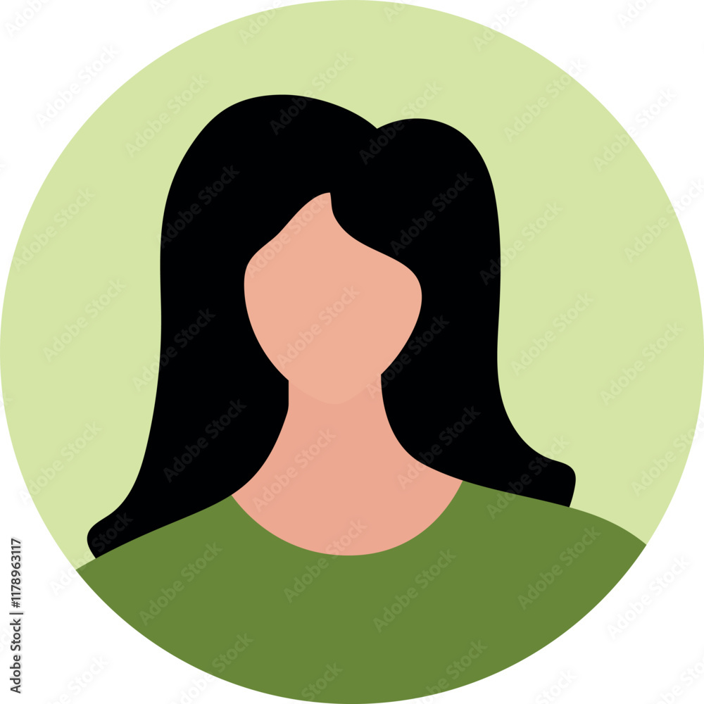 Minimalist Woman Portrait in Circle Vector Minimalist Woman Portrait in Circle Vector