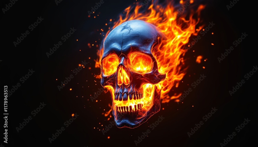 Fiery Skull: A Digital Art Masterpiece Fiery Skull: A Digital Art Masterpiece