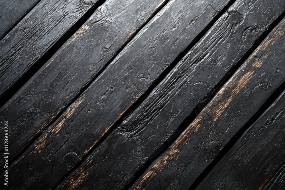 Dark wooden planks with worn aged texture and natural grain Dark wooden planks with worn aged texture and natural grain