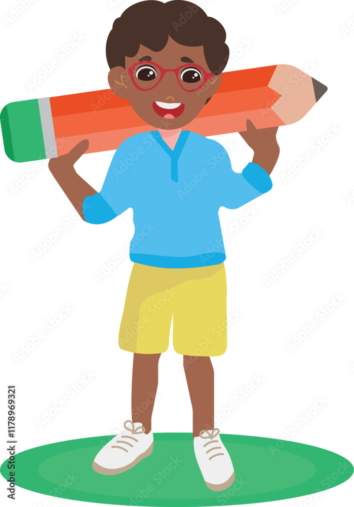 An african cute boy holding pencil An african cute boy holding pencil