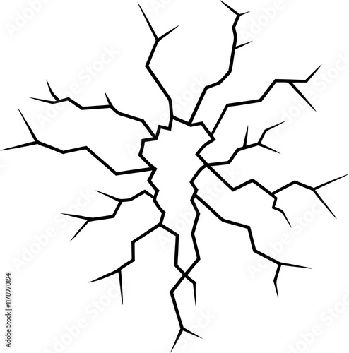 
Dry cracked ground Surface crack sharp soil Broken glass effect Structure of cracks, Breaks land texture earthquake scratches isolated black and white vector silhouette 


