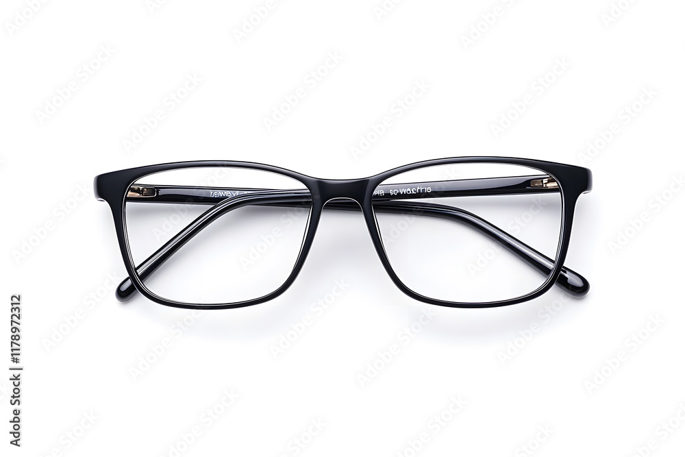 A pair of classic, black-rimmed eyeglasses isolated on white background A pair of classic, black-rimmed eyeglasses isolated on white background