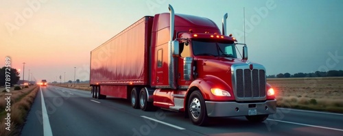 High-speed truck with advanced trailer navigation system, futuristic, electric, trucking